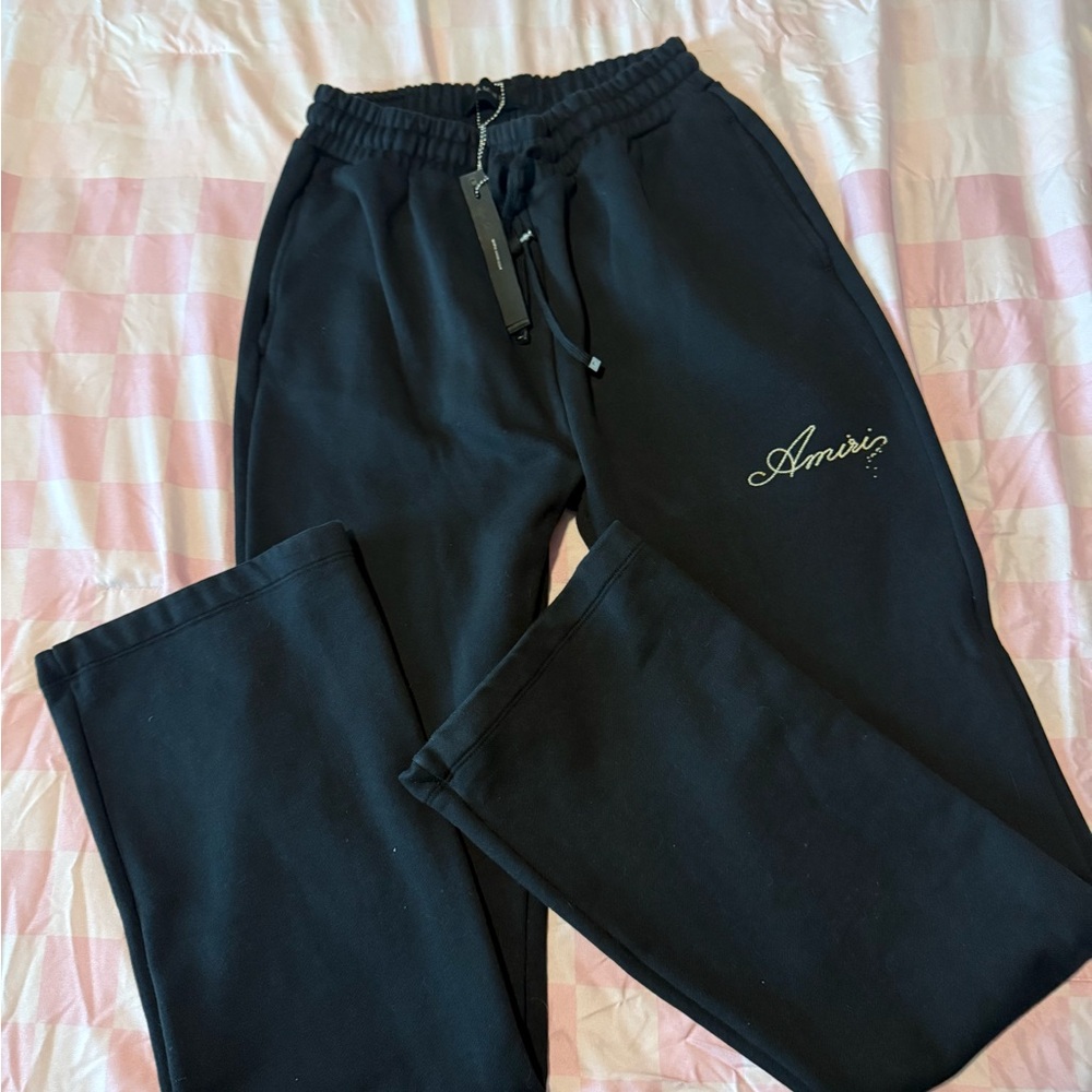 AMIRI Black Jogger Sweatpants with Script Logo Embroidery
